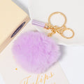 Faux Fur Pom Pom Keychain Gold Ring Soft Tassel Charm view 4
