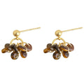 Gold Ball Stud Tiger Eye Disc Cluster Drop Earrings view 5