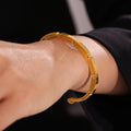 Gold Open Cuff Bangle Geometric Segmented Hollow Line Design view 2