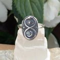 Antique Silver Oval Ring Snake Sun Moon Stars Sizes 6-10 view 5