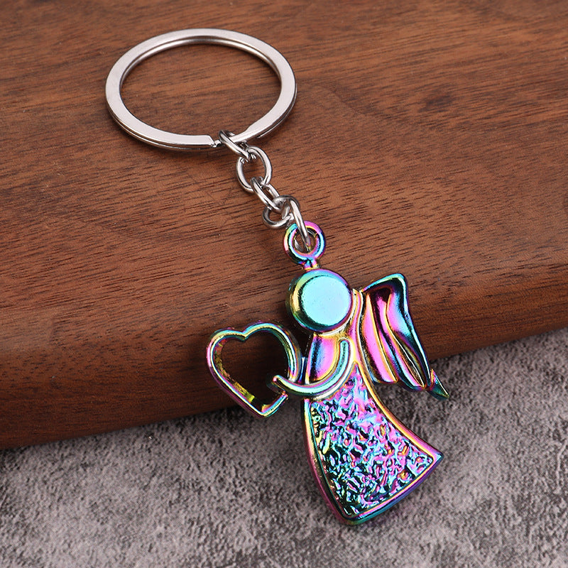 Guardian Angel Metal Keychain with Wings Bag Charm Memorial Gift Accessory