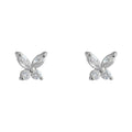 Mini Silver Butterfly Clear Zircon Stud Earrings Pair view 5