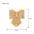Gold Tone Ribbon Bow Crystal Metal Brooch Pin for Jackets and Lapels view 2