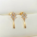 Gold and Silver Tone Geometric Crystal Drop Earrings view 6