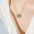 Green Star Stone Pendant Necklace Light Or Dark Green view 4