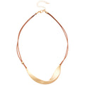 Curved Metal Bib Cord Necklace with Distinctive Textured Details view 5
