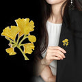 Ginkgo Leaf Enamel Metal Brooch Pin for Jackets and Lapels view 3