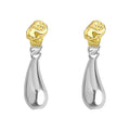 Two-Tone Gold Stud Silver Teardrop Detachable Drop Earrings view 5