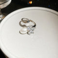 Pearl Clear Crystal Open Rings Gold Silver Seven Styles view 11