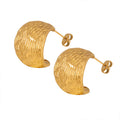 Textured C-Shape Embossed Hoop Earrings Gold or Silver view 5