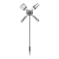 Long Pin Bow Brooch In Black And Silver Tone Decorative Lapel Pin view 2