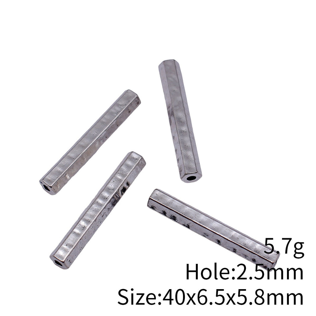 40x6.5x5.8mm 5.7g Multi-Color Zinc Alloy Hammered Tube Spacer Beads for DIY Jewelry and Dreadlocks