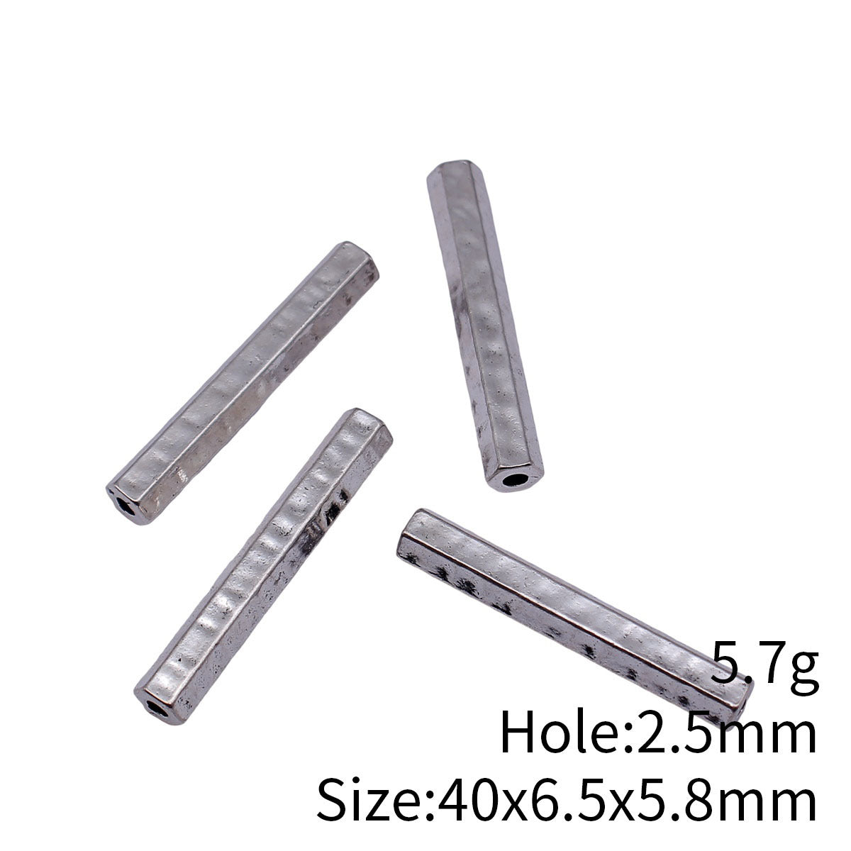 40x6.5x5.8mm 5.7g Multi-Color Zinc Alloy Hammered Tube Spacer Beads for DIY Jewelry and Dreadlocks