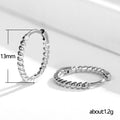 Silver Tone Rope Texture Small Hoop Earrings Jewelry Pair view 5