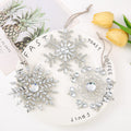 Silver Rhinestone Snowflake Hanging Ornaments Metal Cord view 2