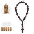 Dark Brown Wood Bead Cross Pendant Prayer Bracelet view 1