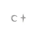Silver Textured Asymmetric Moon and Four Point Star Studs view 5