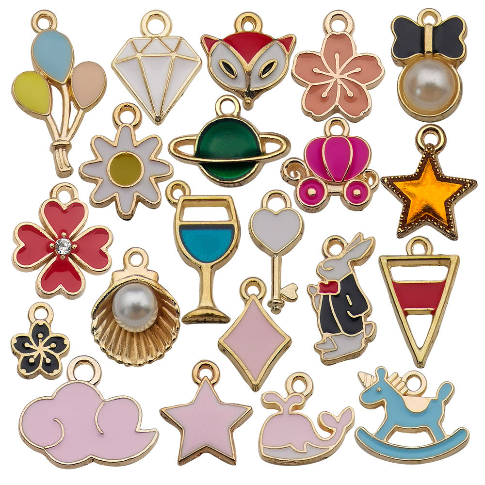 Enamel Zinc Alloy Clover Enamel Charm Pendants