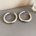 Large Round Metal Hoop Earrings In Three Finishes Statement Jewelry view 7