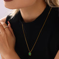 Gold Square Pendant Snake Chain Necklace Black Shell Malachite view 4