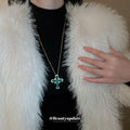Gold Green Crystal Cross Silver Pink Crystal Cross Pair view 3