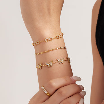Infinity Butterfly Zircon Chain Bracelet Gold Steel Styles