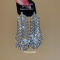 Silver Crystal Feather Drop Earrings Decorative Jewelry Design view 4