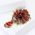 Crystal Bouquet Dangle Brooch With Faceted Crystals And Polished Metal Details view 3