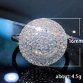 Domed Concentric Round Pave Statement Ring In Polished Silver Tone view 5