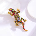 Red Gold Tone Gecko Crystal Metal Brooch Pin for Jackets and Lapels view 4