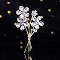 Floral Bouquet Crystal Metal Brooch Pin 6.7 x 4 cm view 5