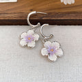 Pastel Flower Silver Tone C Hoop Earrings Four Colors view 8