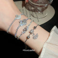 Silver Crystal Swan Tennis Bracelets Four Charm Styles view 1