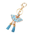 Pearl Flower Fan Tassel Keychains in Pink Red and Blue with Two Loop Styles view 5
