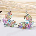 Colorful Printed Openwork Butterfly Large Hook Earrings view 4