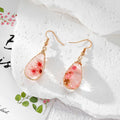 Teardrop Resin Dried Flower Wire Wrap Earrings 4 Colors view 3