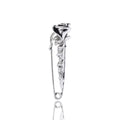 Rose Stem Safety Pin Brooch Gold or Silver With Loop view 2