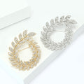 Rhinestone Laurel Leaf Wreath Brooch Gold or Silver Tone view 4