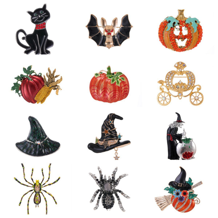 Gold Tone Silver Tone Spider Crystal Enamel Fourteen Designs Metal Brooch Pin