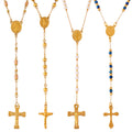 Gold Rosary Cross Pendant Necklaces Religious Medals Beads view 5