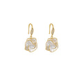 Gold Tone Camellia Flower Drop Earrings Mother Of Pearl view 5