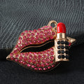 Rhinestone Lips Lipstick Charm Pendant Alloy Two Colors view 6