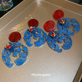 Red And Blue Layered Floral Drop Earrings With Cutout Petals view 4