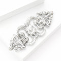 Filigree Rhinestone Bar Brooch Openwork Crystal Pin view 3