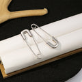 Silver Safety Pin Shape Stud Earrings Polished Metal view 4