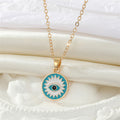 Gold Tone Colorful Enamel Evil Eye and Hamsa Pendant Necklaces view 2