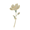 Long Stem Lotus Crystal Brooch in Pink or Champagne view 2