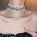 White Lace Crystal Choker Necklaces in Two Designs view 3