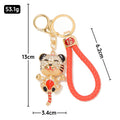 Rhinestone Enamel Tiger Keychain Braided Cord Color Options view 3