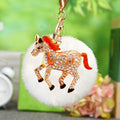 Crystal Winged Horse Keychains with Faux Fur Pompoms and Plain Options view 6